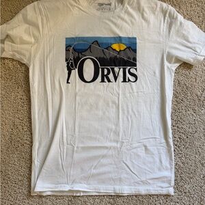 Orvis White Tee with Mountain Graphic